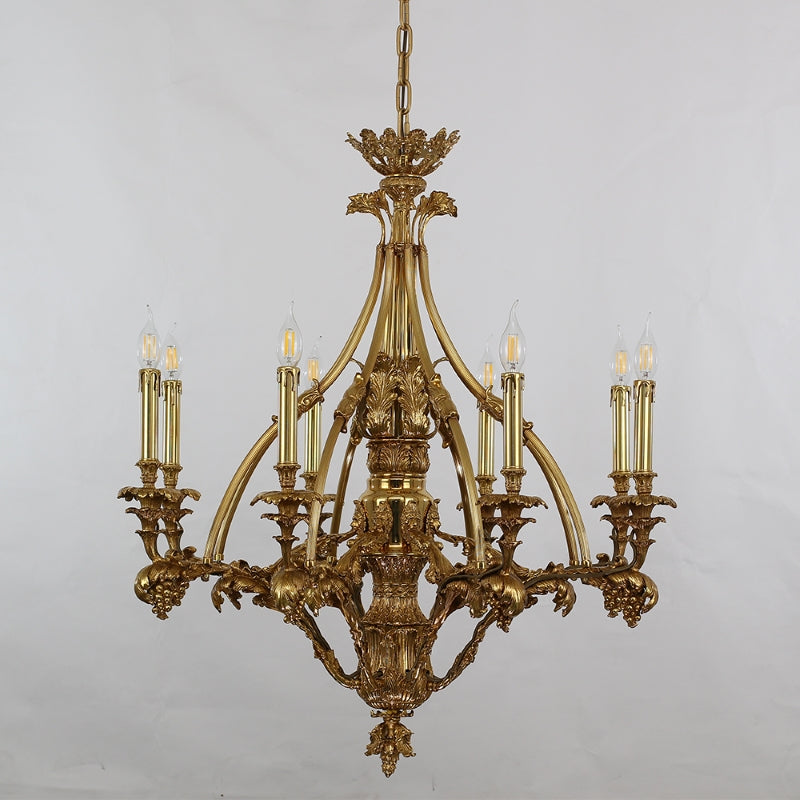 33X31 Inch 8 Lights Small Baroque Style Antique Copper Chandelier