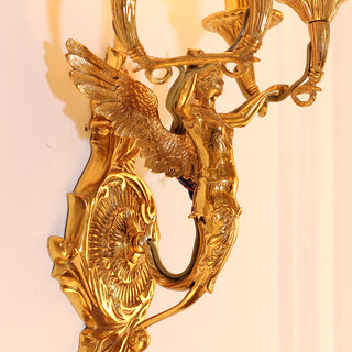 4 Lights European Retro Brass Wall Sconce Antique Angel Wall Lamp