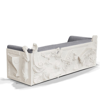 Luxury Versailles Inspired Sofa with Sculpted Resin Wood Frame, Velvet Pillows & Acrylic Legs