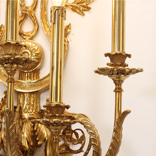 20X35 Inch French Retro Brass Wall Sconce 5 Lights European Style Copper Wall Lamp