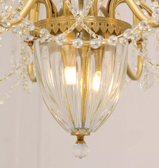 Eight Brass Arms Classical Crystal Chandelier Small Gold Chandelier for Sitting Room 33X28 Inch