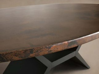 Vertex Reclaimed Metal Dining Table with Iron Base | Modern Industrial Dining Room Table