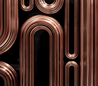 Luxury Bar Cabinet with Brass Tube Design, Glass Shelves & Hidden Storage