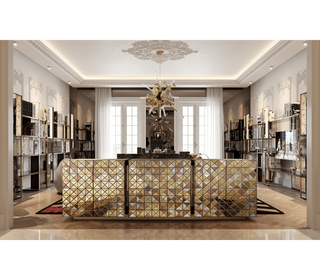 Luxury Anodized Metal Sideboard Cabinet with Pixel-Inspired Design & Hidden Storage