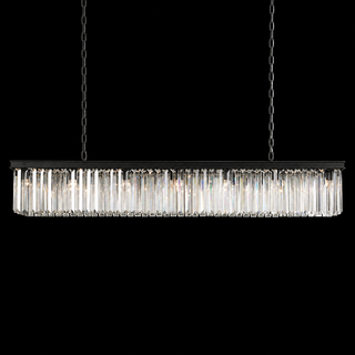 French Art Deco K9 Crystal Rectangular Chandelier for Dining Room