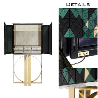 Luxury Geometric Bar Cabinet with Pixel-Inspired Design & Hidden Storage