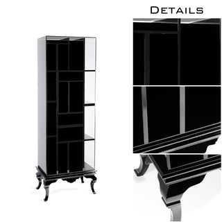 Luxury Tall Bookcase with Smoked Glass Shelves & Modern Display Storage