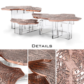 Luxury Designer Coffee Table with Hand-Painted Artistic Top & Sculptural Brass Base