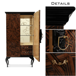 Luxury Sculptural Display Cabinet with Glass Shelves & Designer Storage