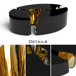 Luxury Oval Dining Table with Sculptural Brass Accents & High Gloss Finish
