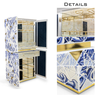 Luxury Walnut Curio Cabinet with Pixel-Inspired Design & Hidden Storage