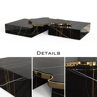 Luxury Black & White Coffee Table with Sculptural Design & High Gloss Finish