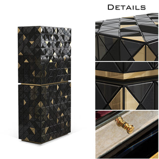 Luxury Walnut Curio Cabinet with Pixel-Inspired Design & Hidden Storage