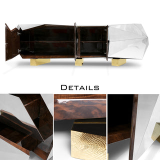 Luxury Diamond Sideboard Cabinet with Faceted Design & Hidden Storage