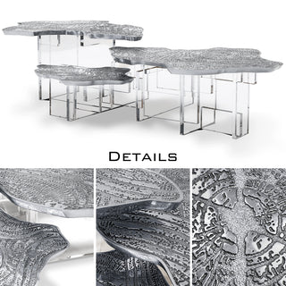 Luxury Designer Coffee Table with Hand-Painted Artistic Top & Sculptural Brass Base