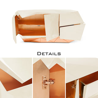 Luxury Emerald Green Sideboard Cabinet with Diamond-Inspired Faceted Design