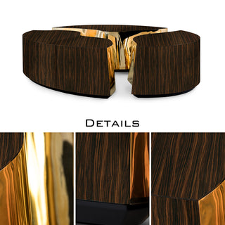 Luxury Oval Dining Table with Sculptural Brass Accents & High Gloss Finish