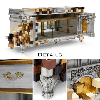 Luxury Mirrored Sideboard Buffet Cabinet with Gold Accents & Modern Storage