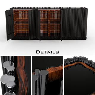 Luxury Brass Sideboard Cabinet with Sculptural Doors & Hidden Storage