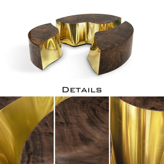 Luxury Oval Dining Table with Sculptural Brass Accents & High Gloss Finish