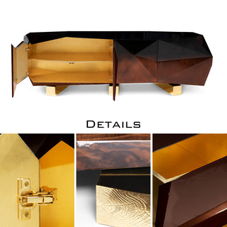 Luxury Diamond Sideboard Cabinet with Faceted Design & Hidden Storage