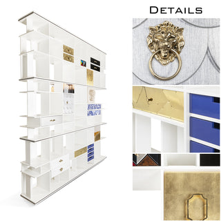 Luxury Glass Display Cabinet with Brass Accents, Curio Storage & Designer Shelving