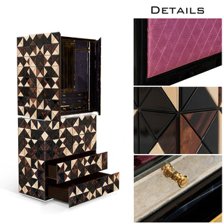 Luxury Walnut Curio Cabinet with Pixel-Inspired Design & Hidden Storage