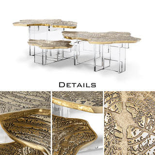 Luxury Designer Coffee Table with Hand-Painted Artistic Top & Sculptural Brass Base