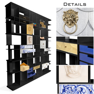 Luxury Glass Display Cabinet with Brass Accents, Curio Storage & Designer Shelving