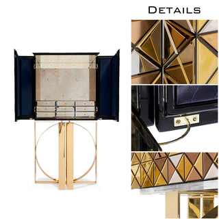 Luxury Geometric Bar Cabinet with Pixel-Inspired Design & Hidden Storage