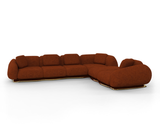 Luxury Modular Velvet Sofa with Polished Brass Base & Sculptural Masterpiece Design