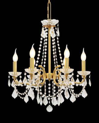 6 Lights Candle Style Brass Chandelier Gold Bedroom Crystal Chandelier