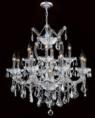 26'' Wide Chrome Chandelier Lights 13 Lights Maria Theresa Crystal Chandelier for Bedroom MT01L13C