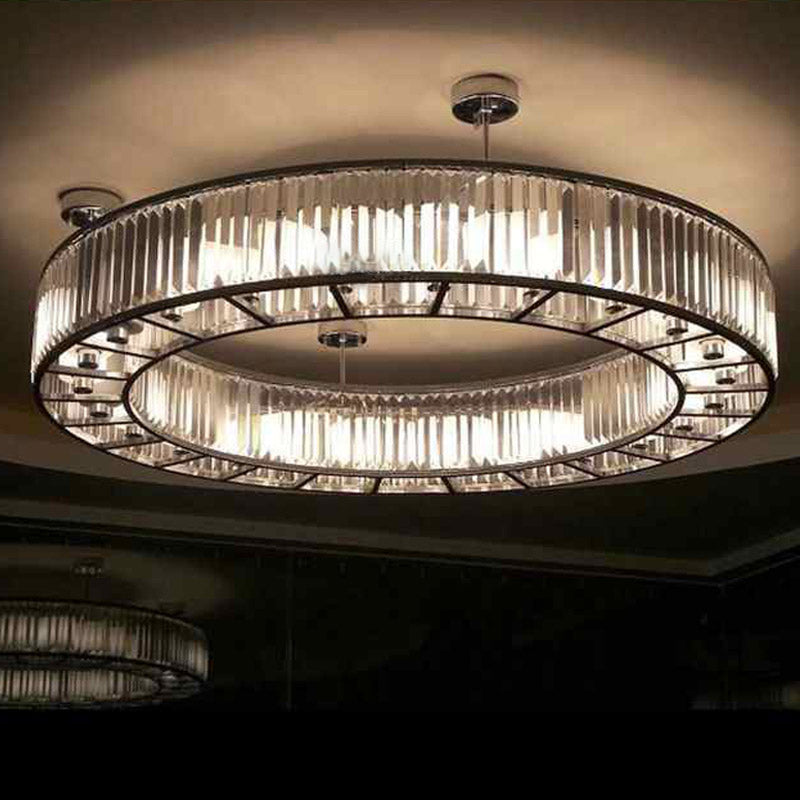 72 Inch Round Semi Flush Mounted Chandelier Big Modern Crystal Chandelier for Event Hall