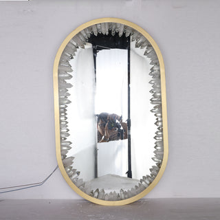 Oval Geode Quartz Crystal Mirror Light