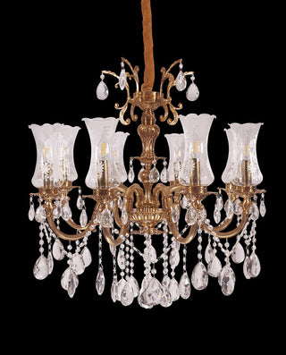 31X32 Inch 8 Lights Small Classical Candle Style Brass and Crystal Chandelier Lighting