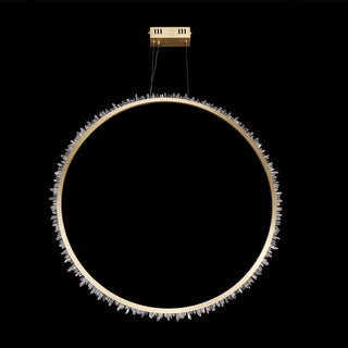 Single Ring Geode Quartz Crystal Pendant Light
