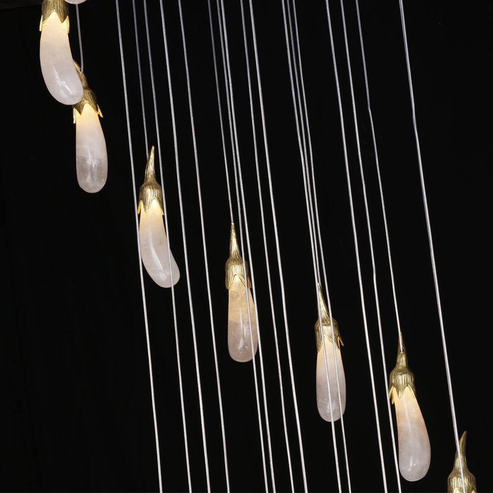 24 Rock Crystal Long-eggplants Modern Chandelier 138 Inch Long Staircase Chandelier