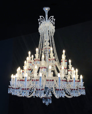 Custom Zenith Chandelier Baccarat Clear & Red Crystal Lighting