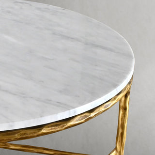 Hand-Forged Metal Marble Round Coffee Table 36" 55"