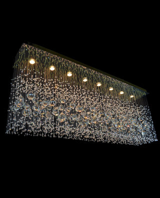 Long Rectangle Flush Mounted Chandelier for Dining Room 14"W 26"H