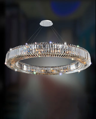 47 Inch Round Ring Chandelier Modern Crystal Lighting for Living Room
