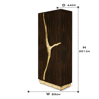 Luxury Walnut Display Cabinet with Sculptural Brass Accents & Hidden Storage