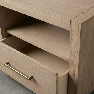 Modern Minimalist Wood Nightstand – Parsons Style Bedside Table with Storage Drawer