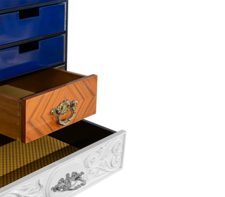 Luxury Patchwork Wood Sideboard Buffet Cabinet with Hidden Storage