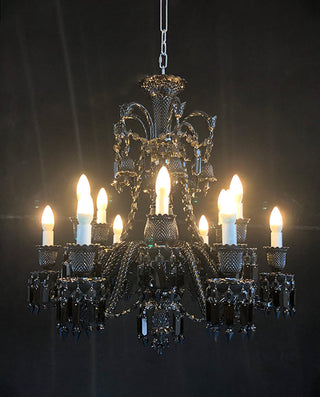 Baccarat Inspired Lustre Black Baccarat Crystal Lighting 12 Lights Chandelier