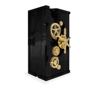 Luxury Collectible Vault Safe with Gold-Plated Finish & Secret Dial Lock System