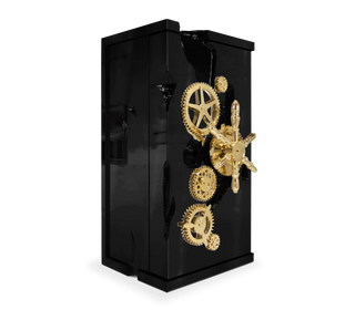 Luxury Collectible Vault Safe with Gold-Plated Finish & Secret Dial Lock System