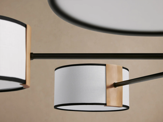 French-Inspired Black & White Fabric Round Chandelier