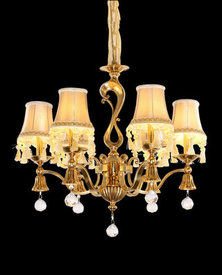 25X24 Inch 6 Light Elegant Antique Brass and Crystal Chandelier Light for Bedroom